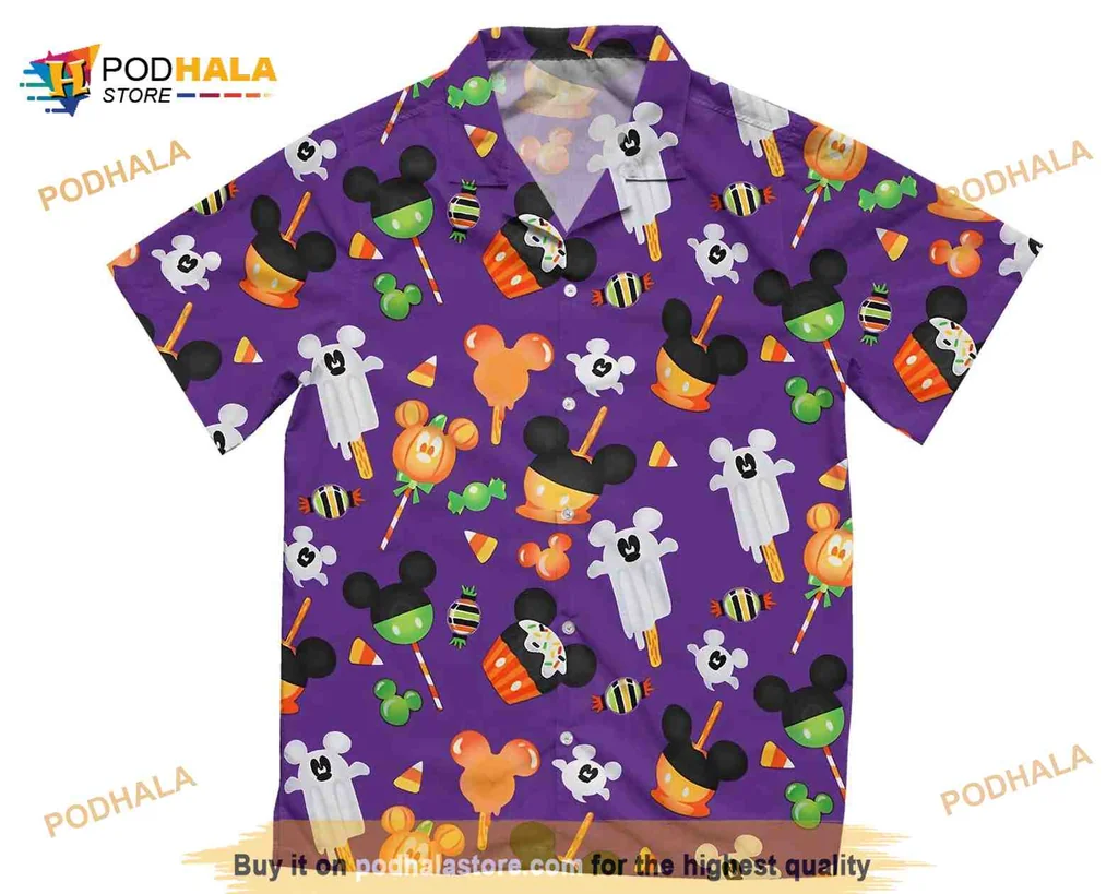 Disney Halloween Mickey Mouse Hawaiian Shirt With Fun Treats And Colors