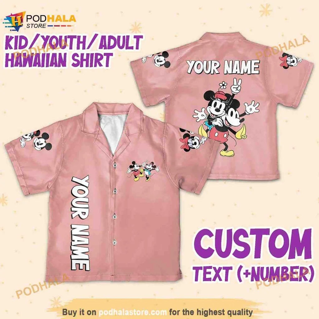 Disney Mickey Minnie Vintage Hawaiian Shirt With Customizable Name