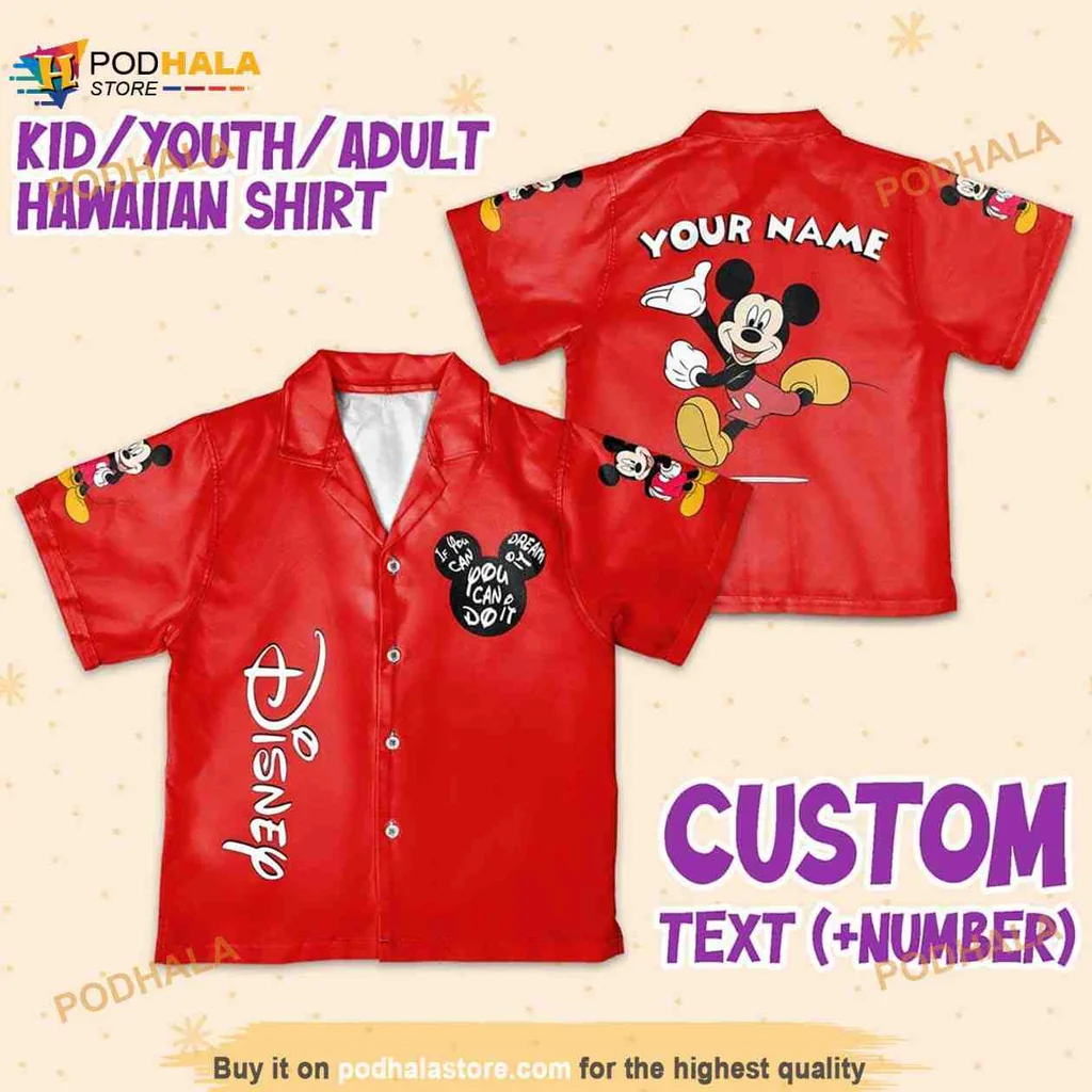 Disney Mickey Mouse Aloha Shirt If You Can Dream It You Can Do It