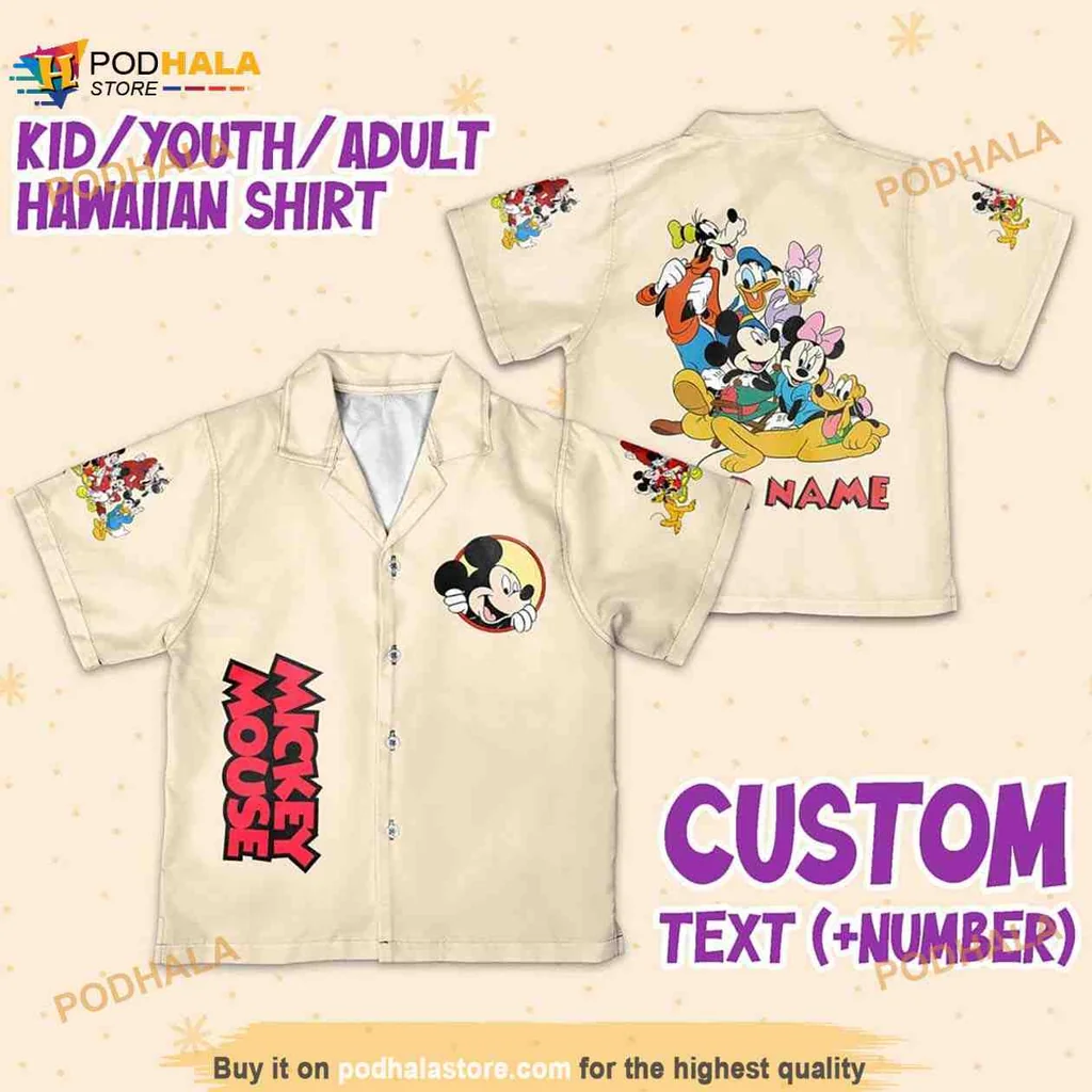 Disney Mickey Mouse Hawaiian Shirt Featuring Classic Characters