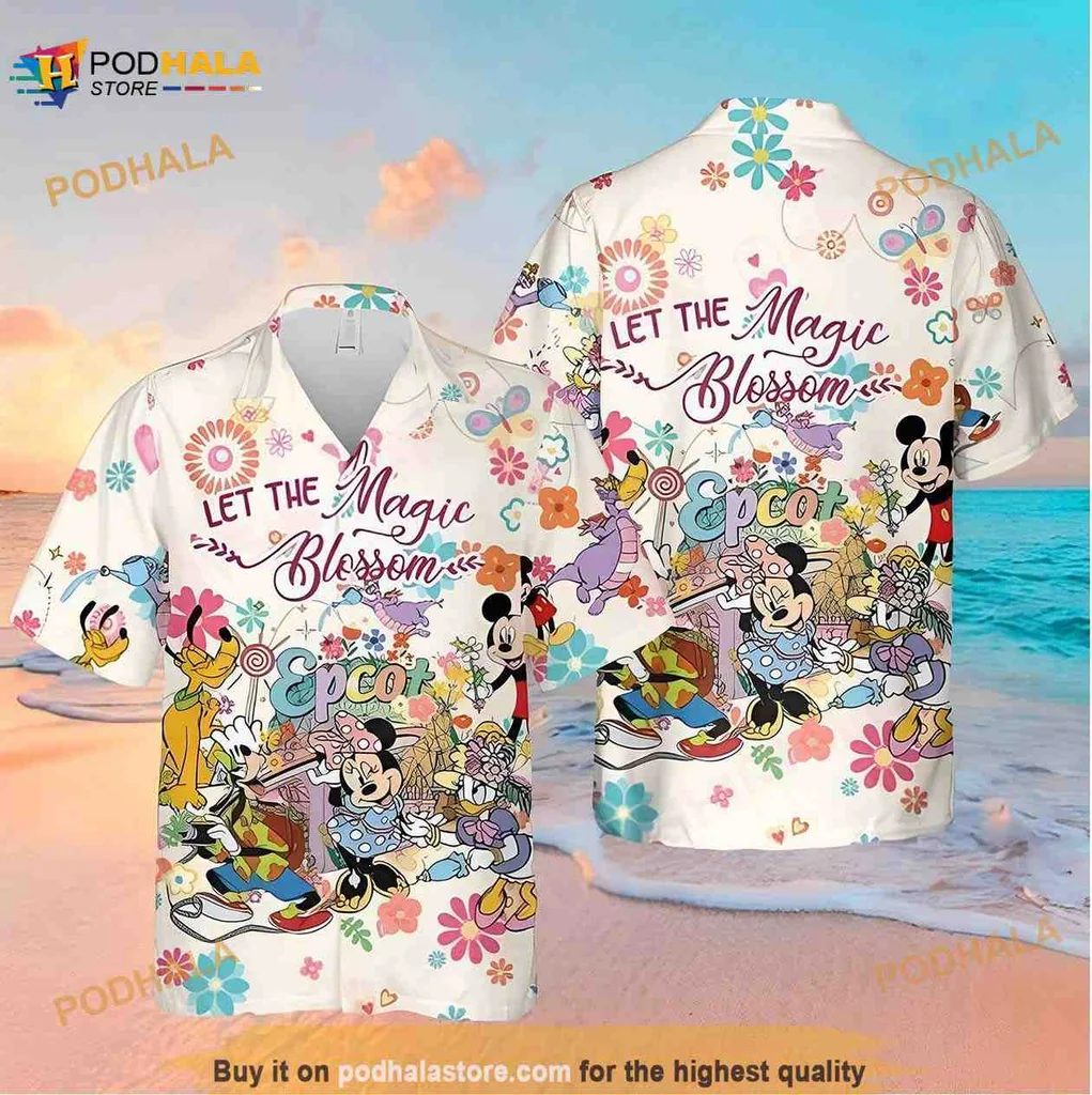Disney Mickey Mouse Hawaiian Shirt, Let The Magic Blossom Design