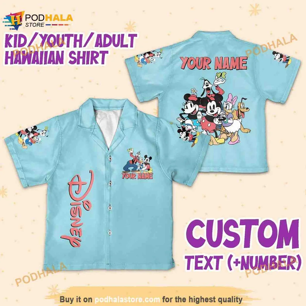 Disney Mickey Mouse Hawaiian Shirt With Colorful Characters