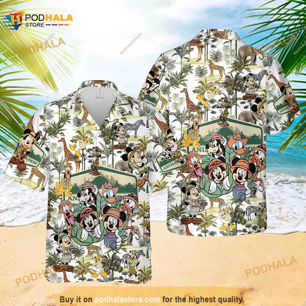 Disney Mickey Mouse Hawaiian Shirt With Tropical Characters