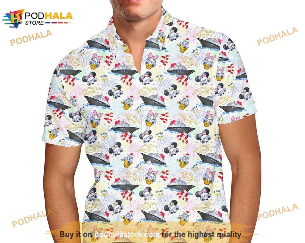 Disney Mickey Mouse Hawaiian Shirt With Tropical Motifs And Bright Colors