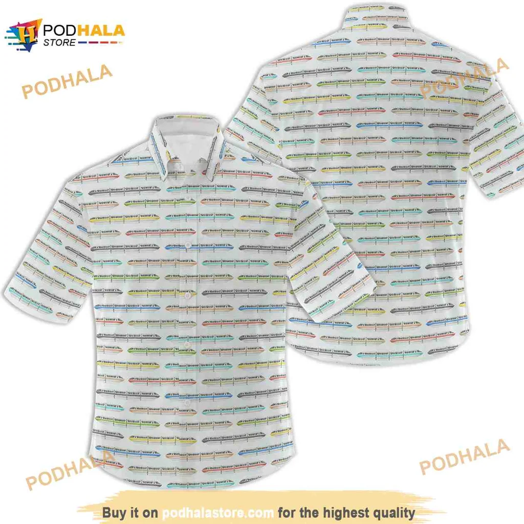Disney Monorail Colorful Hawaiian Shirt With Vibrant Playful Design