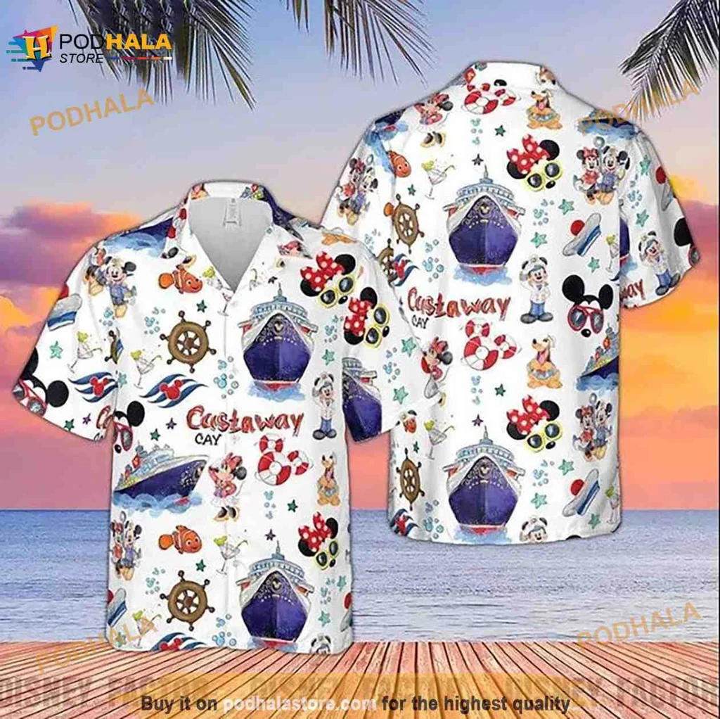 Disney Nautical Beach Hawaiian Shirt With Colorful Tropical Design