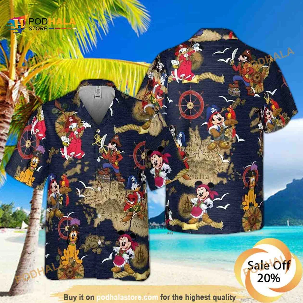 Disney Pirate Mickey Mouse Hawaiian Shirt, Fun Character Design For Summer