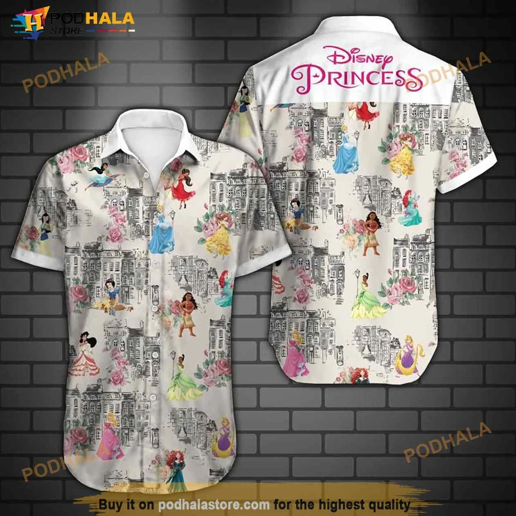 Disney Princess Hawaiian Shirt With Floral Design And Tropical Vibes