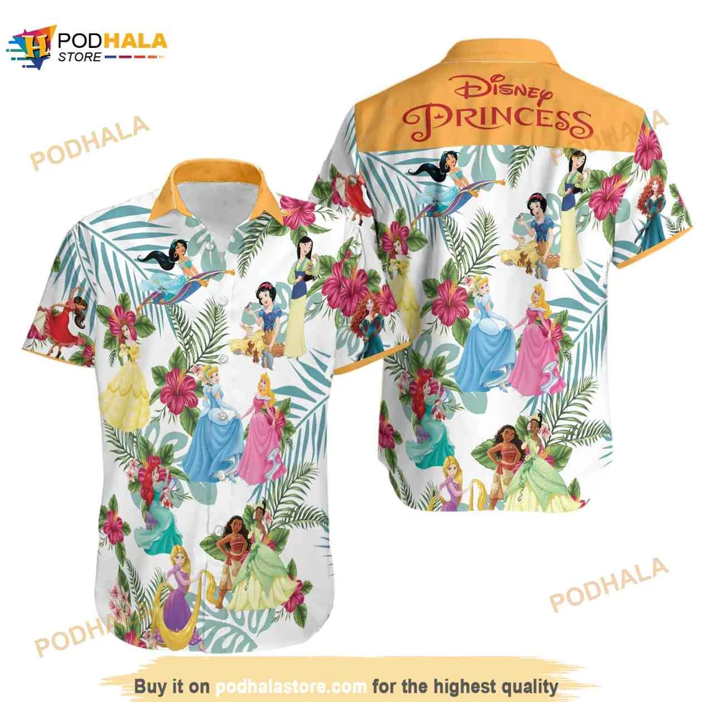 Disney Princess Tropical Hawaiian Shirt With Vibrant Floral Design