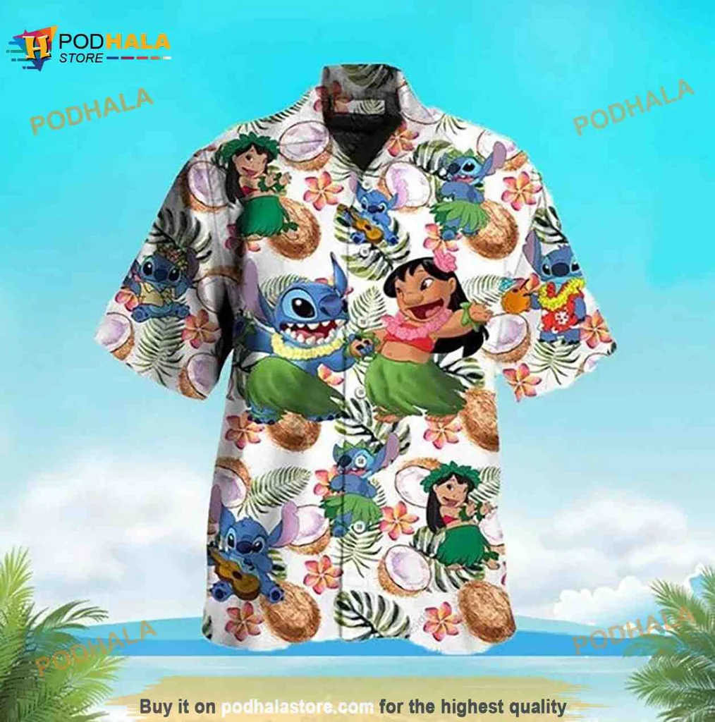 Disney Stitch Hawaiian Shirt With Tropical Design For Family Fun