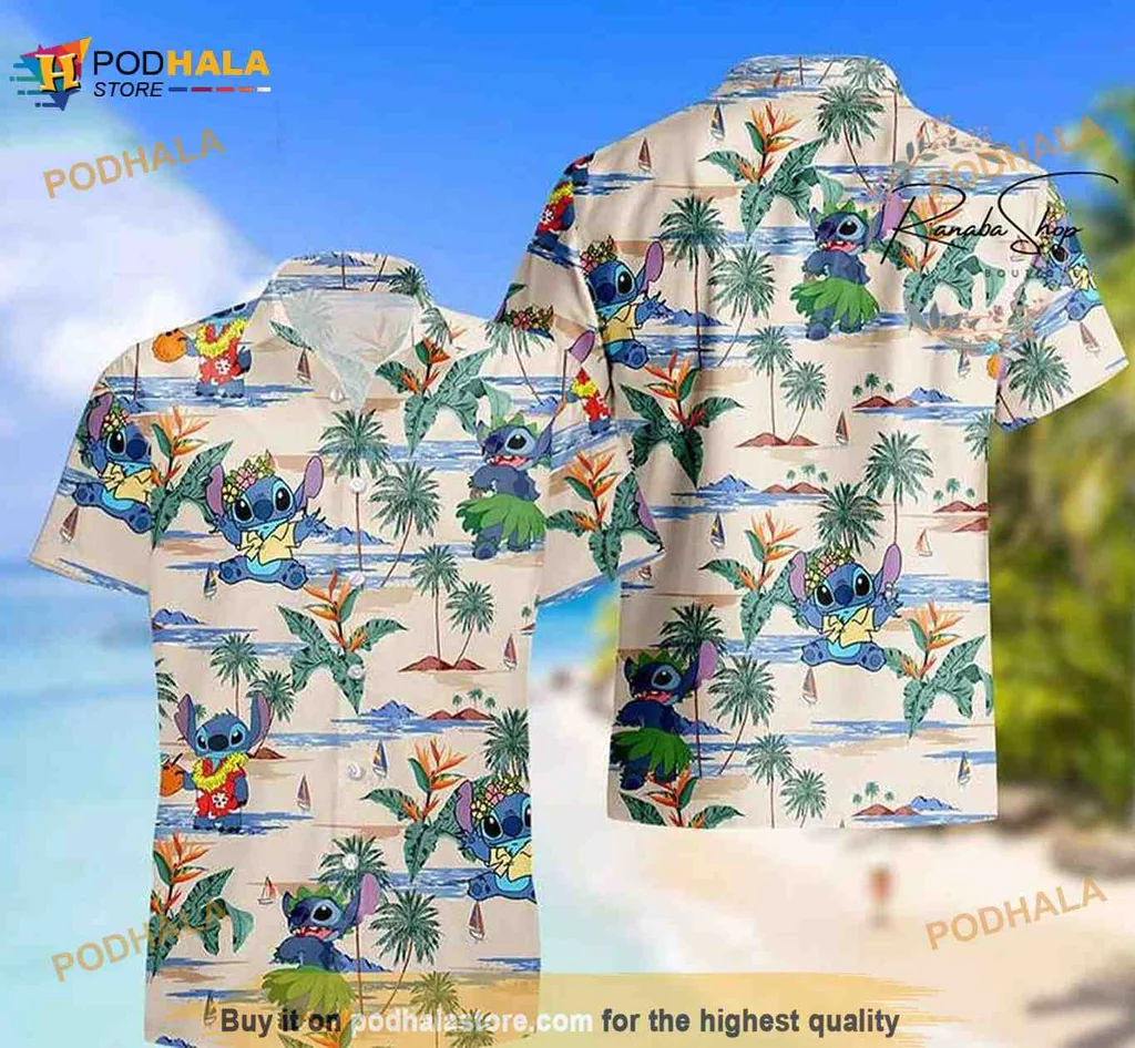 Disney Stitch Tropical Hawaiian Shirt With Playful Design And Vibrant Colors