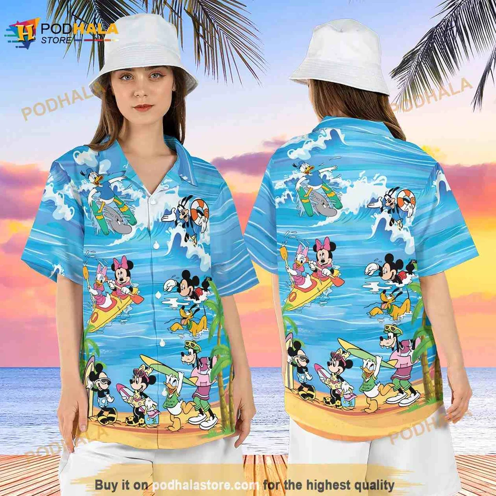 Disney Summer Mickey Mouse Hawaiian Shirt With Fun Beach Design