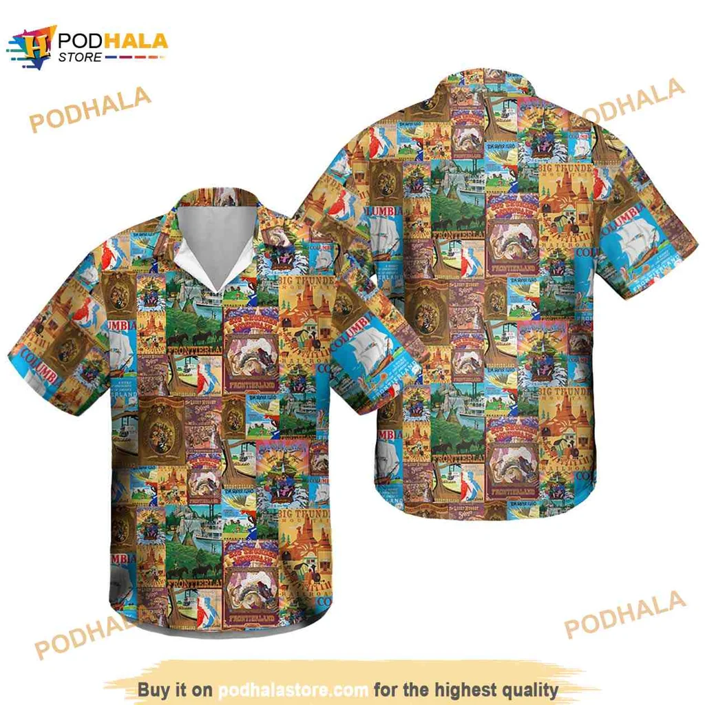 Disney Theme Park Adventure Hawaiian Shirt With Vibrant Colorful Design