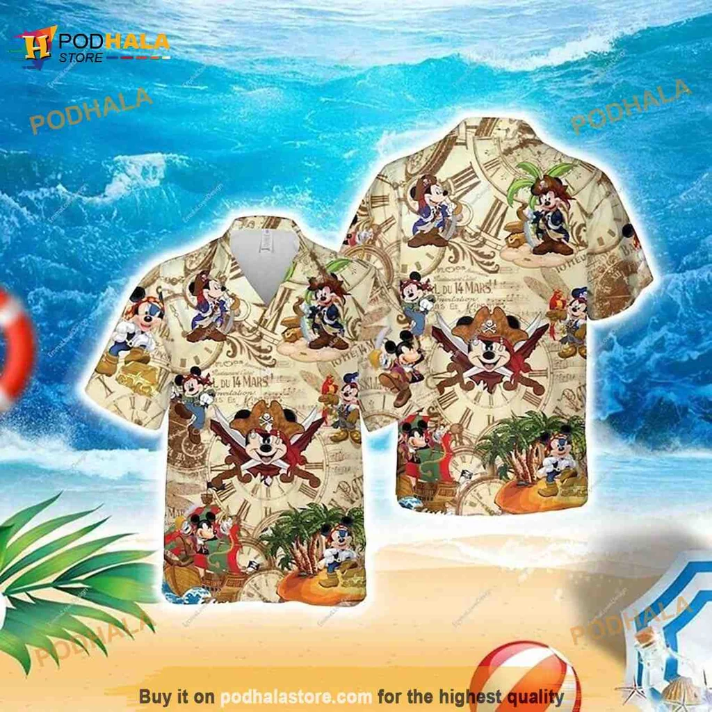 Disney Tropical Characters Hawaiian Shirt Featuring Mickey And Winnie The Pooh