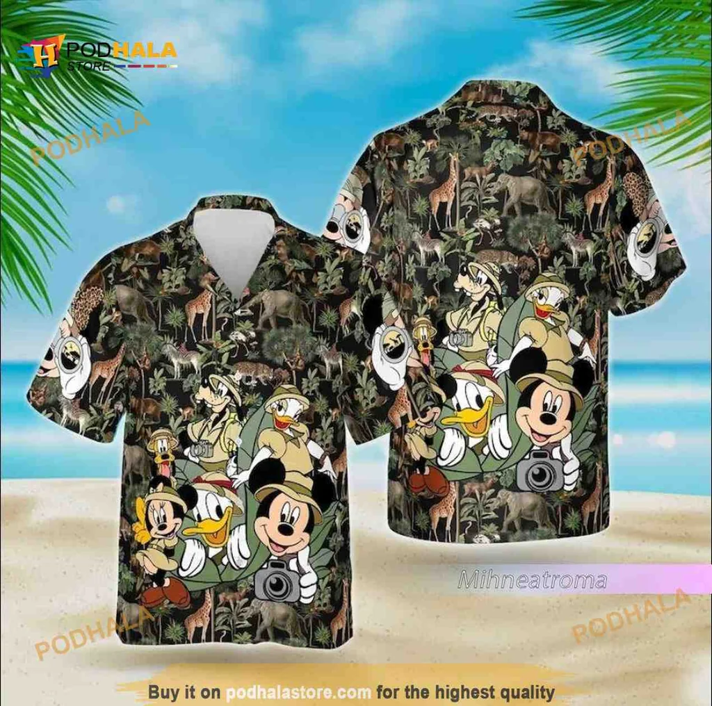 Disney Tropical Jungle Hawaiian Shirt Featuring Mickey And Friends
