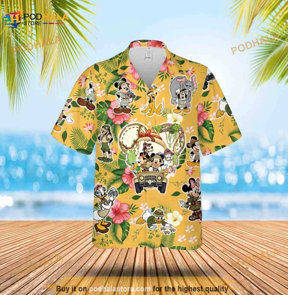 Disney Tropical Print Hawaiian Shirt Featuring Mickey And Friends
