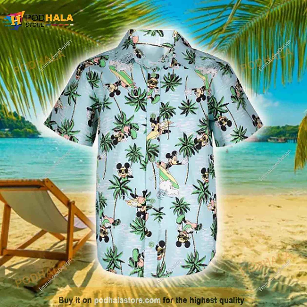 Disney Tropical Vacation Hawaiian Shirt With Surfing Characters