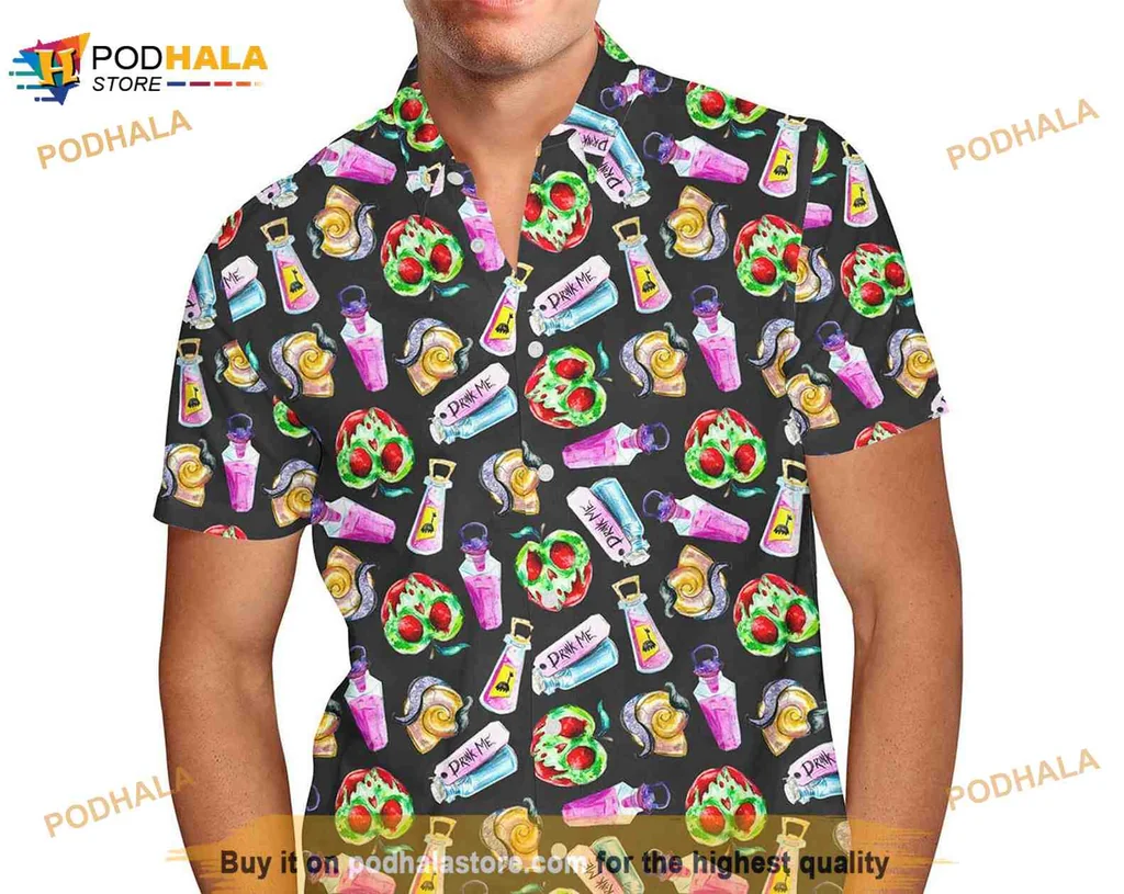 Disney Villains Cocktail Hawaiian Shirt With Vibrant Tropical Design
