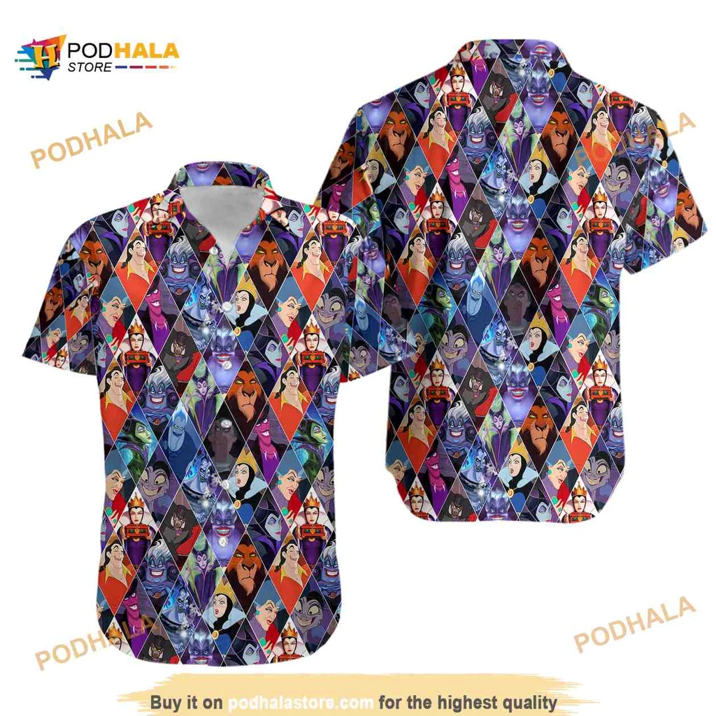 Disney Villains Hawaiian Shirt Featuring Maleficent, Ursula, And Jafar