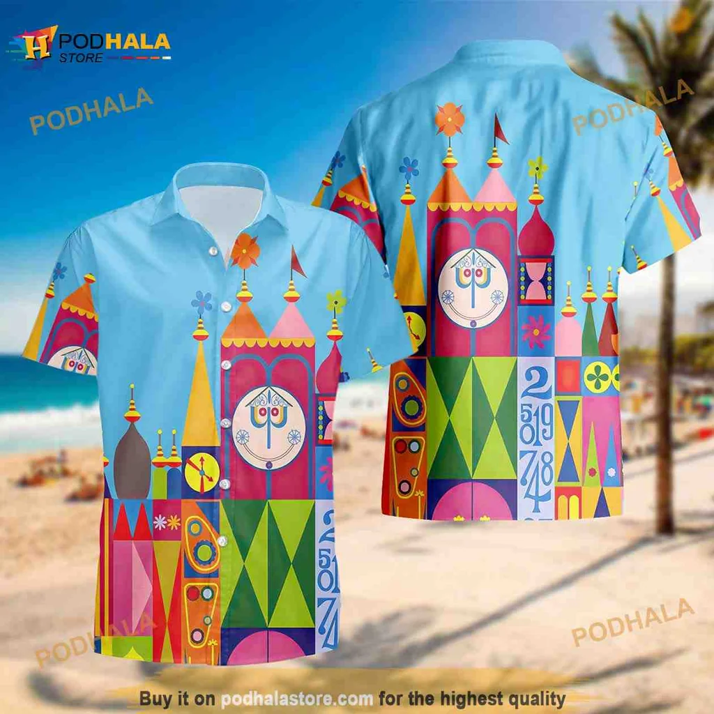 Disney Whimsical Castle Hawaiian Shirt With Colorful Fairytale Design