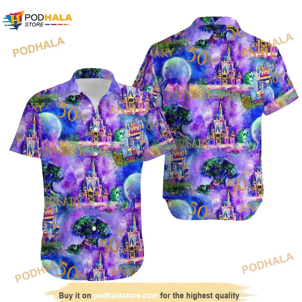 Disneyland Castle Fireworks Hawaiian Shirt, Colorful Summer Vacation Attire
