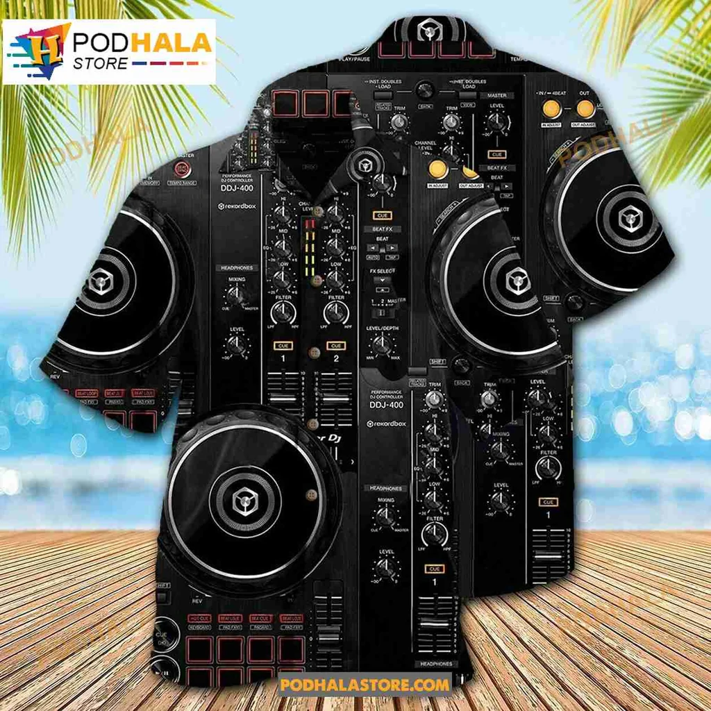 Dj Lover Hawaiian Shirt Featuring Vibrant Dj Mixing Console Design