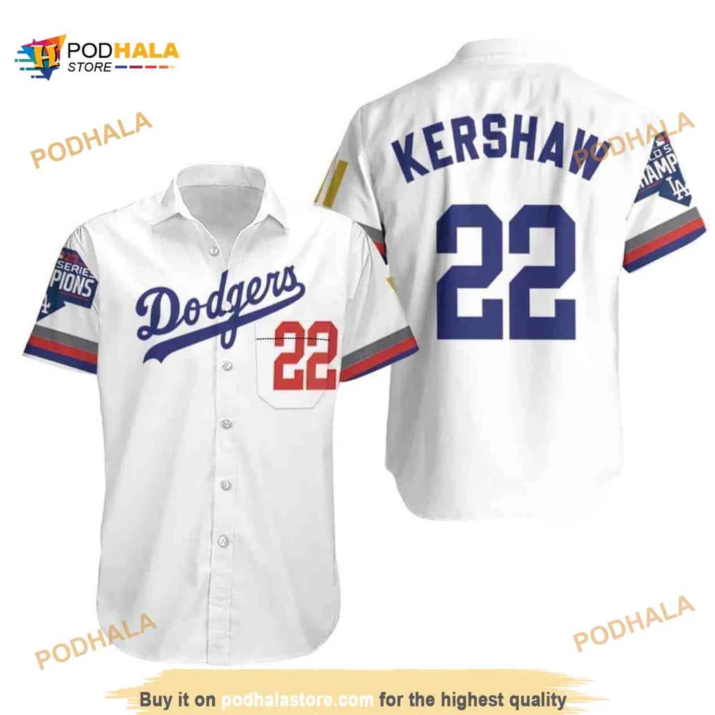 Dodgers Kershaw Aloha Shirt, Bold Blue Hawaiian Shirt For Fans