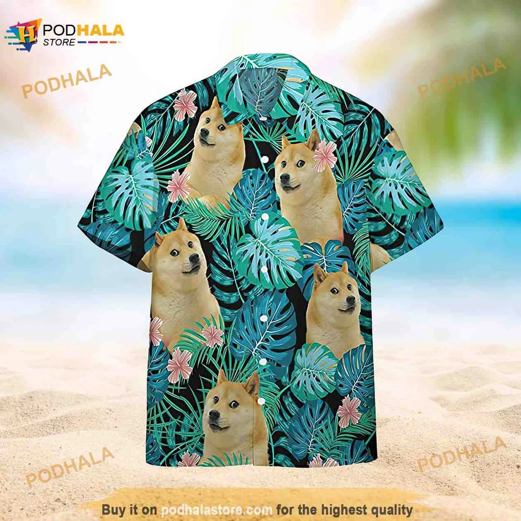Doge Meme Hawaiian Shirt With Tropical Shiba Inu Design