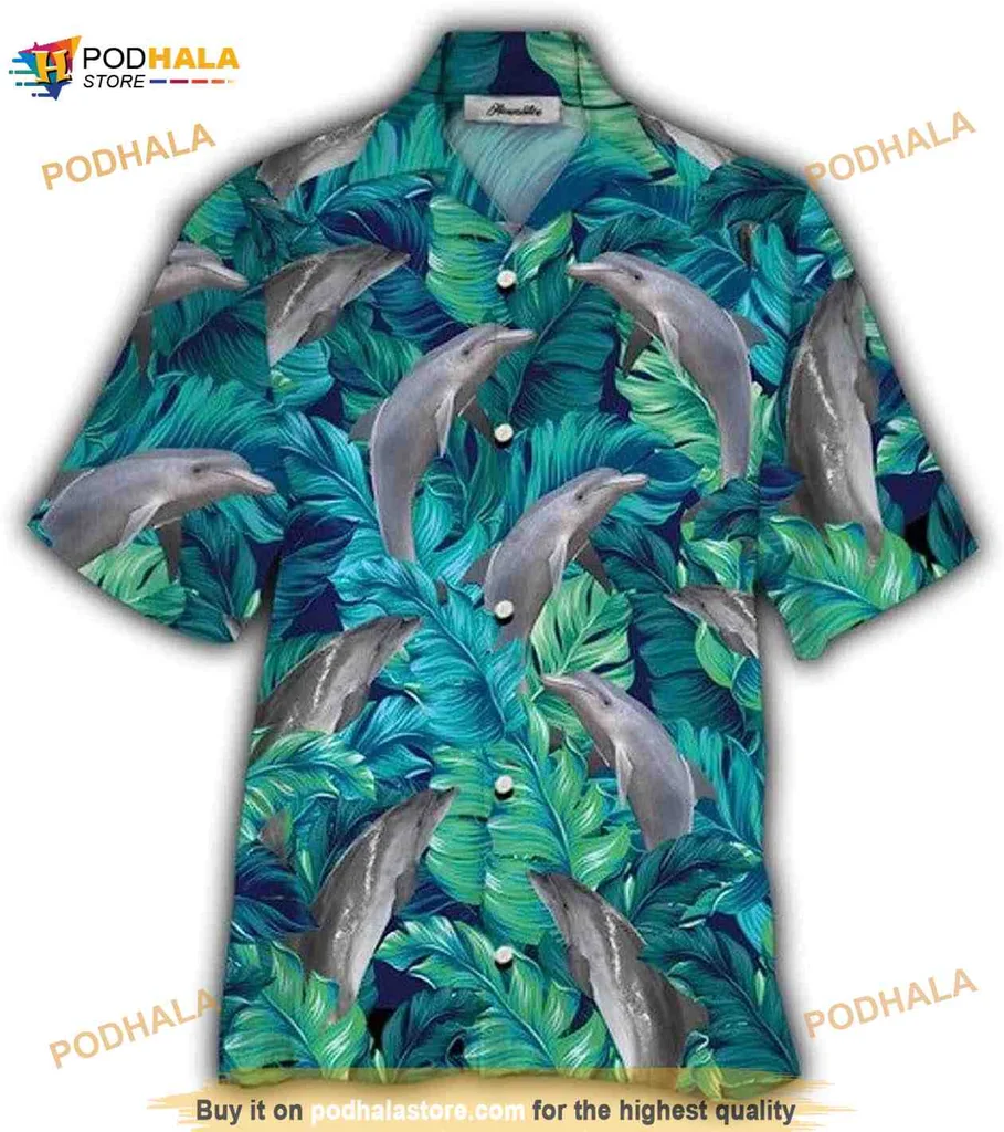 Dolphin Tropical Leaves Hawaiian Shirt For Beach Lovers