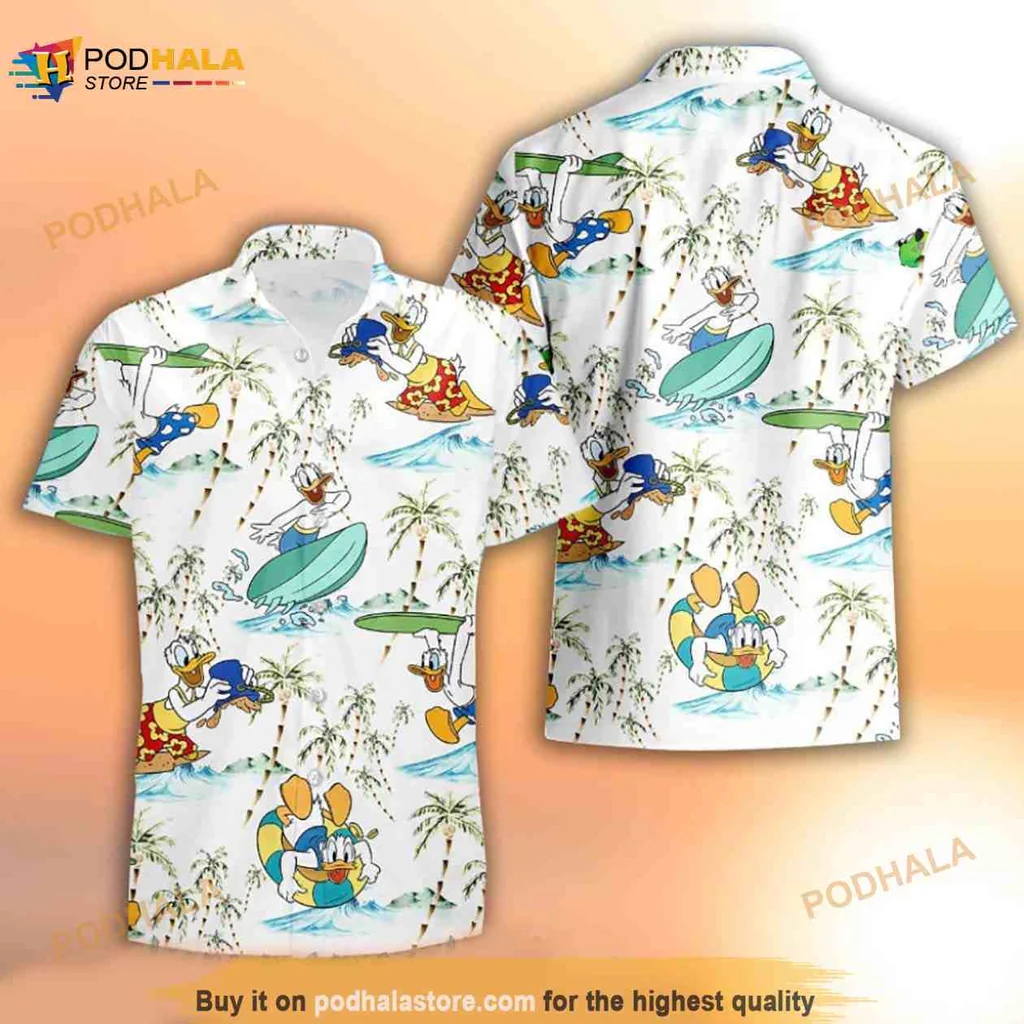 Donald Duck Surfing Hawaiian Shirt With Tropical Summer Vibes