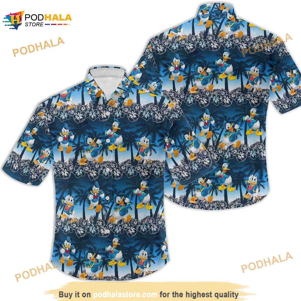 Donald Duck Tropical Hawaiian Shirt With Playful Designs And Palm Trees