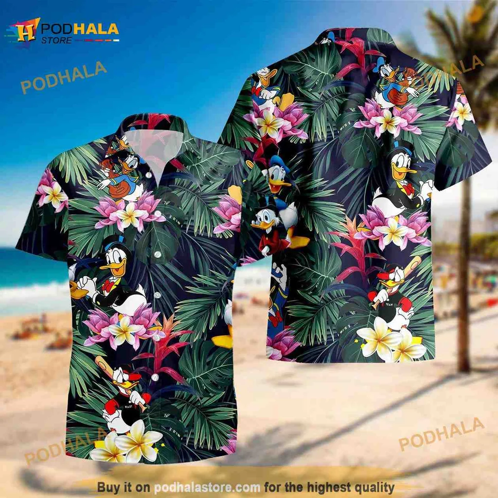 Donald Duck Tropical Hawaiian Shirt With Vibrant Floral Design