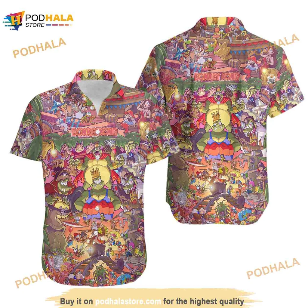 Donkey Kong Hawaiian Shirt With Colorful Tropical Design