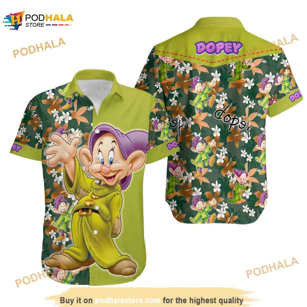 Dopey Dwarf Hawaiian Shirt With Tropical Floral Design