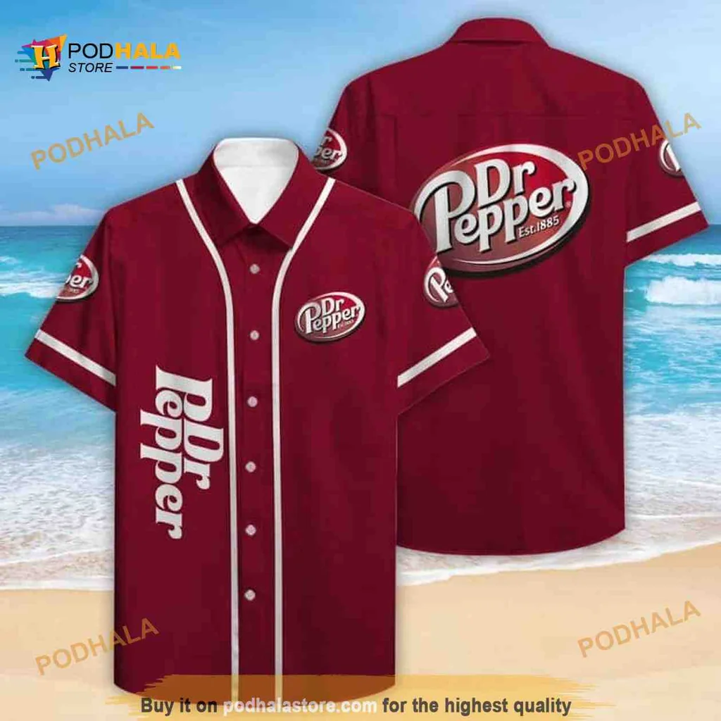 Dr Pepper Funny Hawaiian Shirt With Bold Red Color And Sporty Design