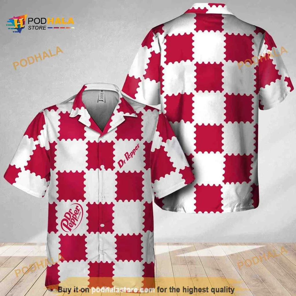 Dr Pepper Gingham Hawaiian Shirt For Beer Lovers
