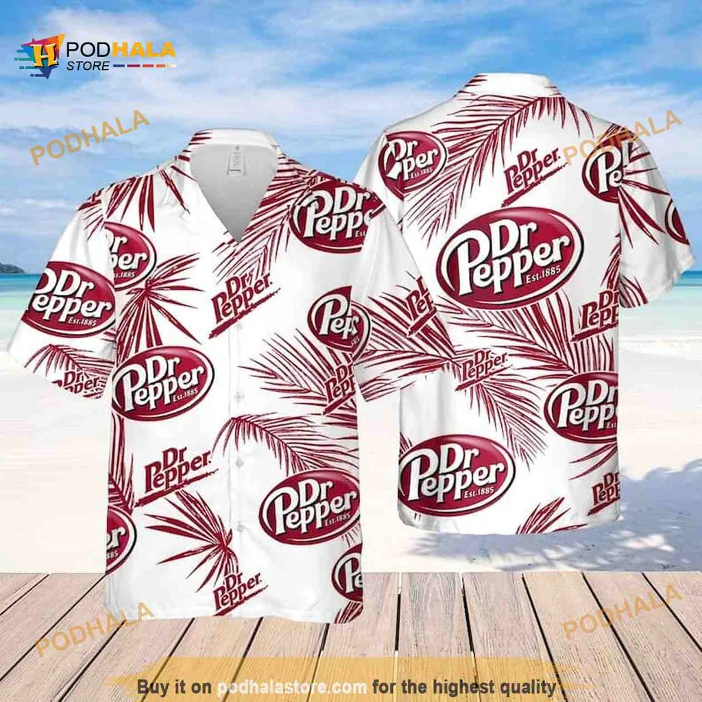 Dr Pepper Palm Leaves Hawaiian Shirt, Tropical Beach Lover Design