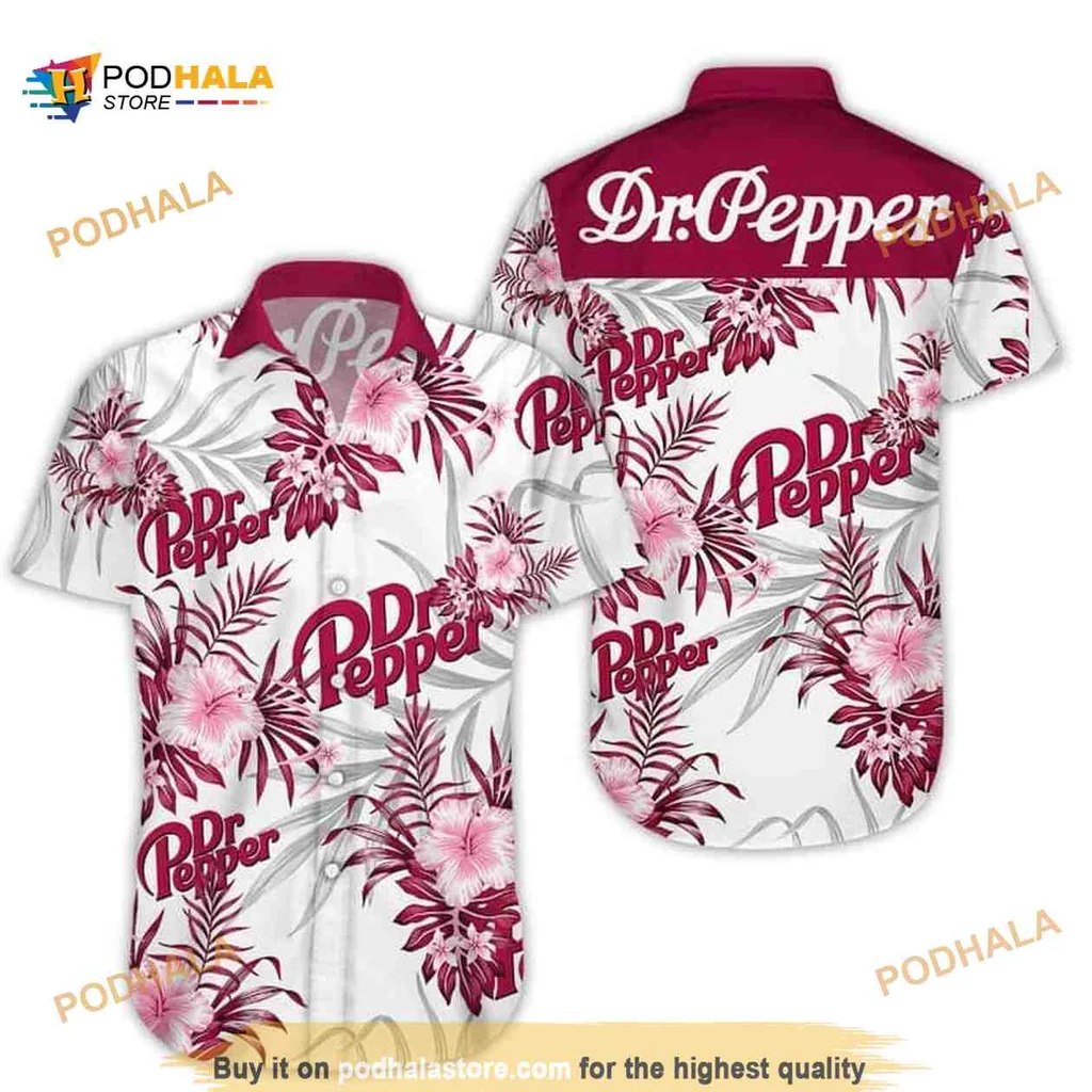 Dr Pepper Tropical Floral Shirt With Hibiscus Design For Beer Lovers