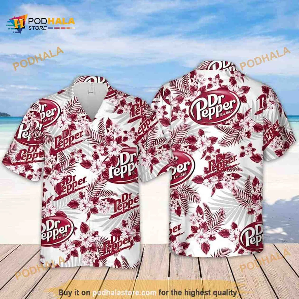 Dr Pepper Tropical Floral Shirt With Vibrant Beach Design