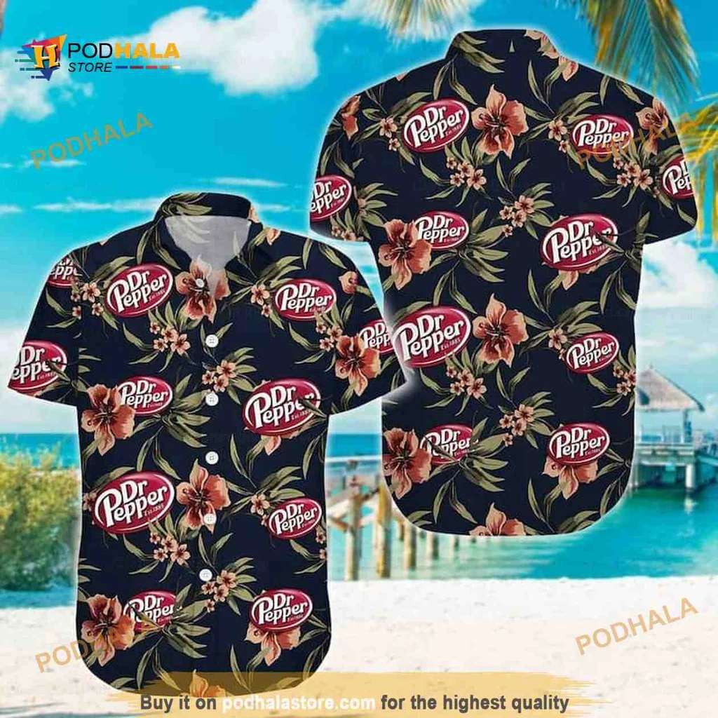 Dr Pepper Tropical Floral Shirt With Vibrant Hawaiian Design