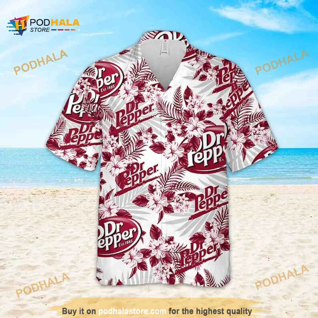 Dr Pepper Tropical Hawaiian Shirt With Hibiscus Flower Pattern