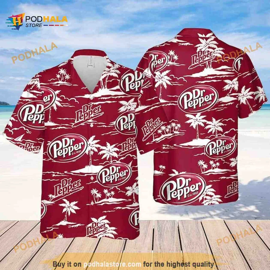 Dr Pepper Tropical Hawaiian Shirt With Palm Tree Design