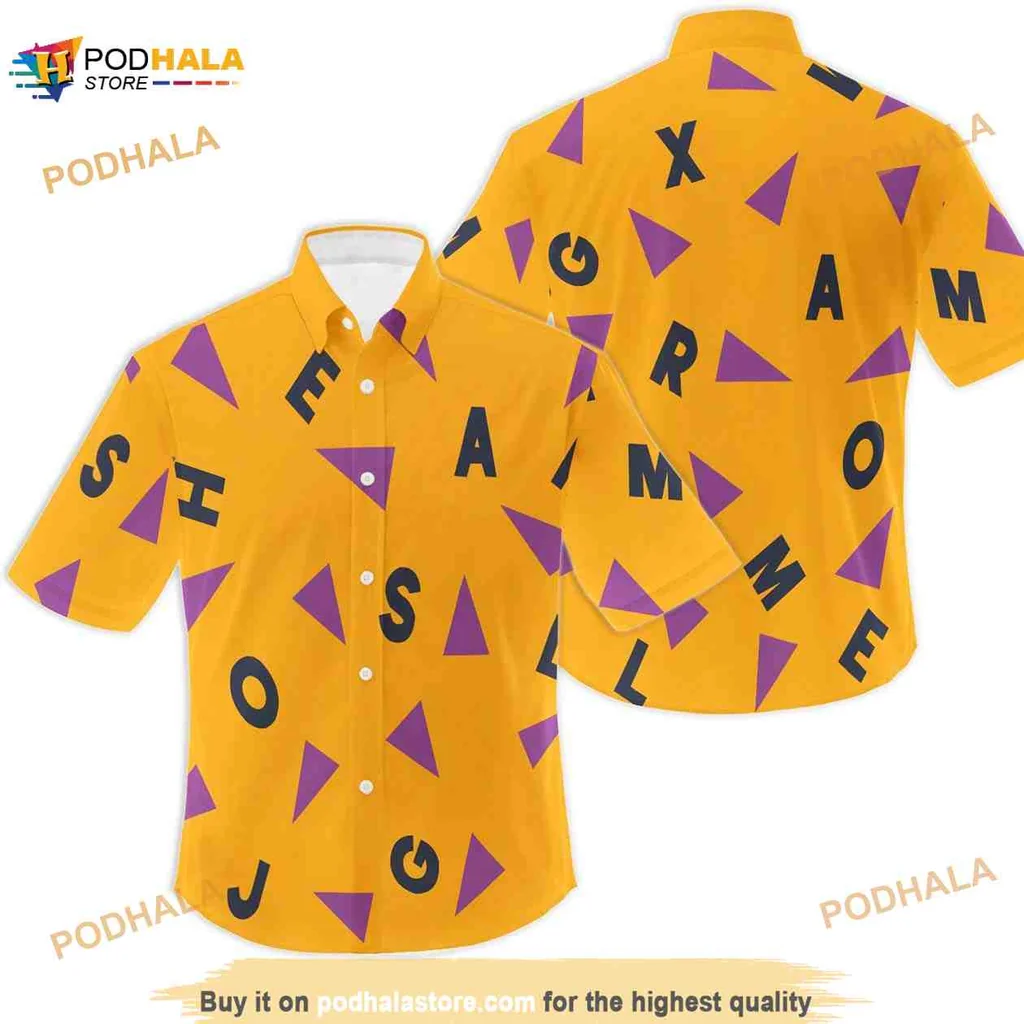 Dragon Ball Geometric Aloha Shirt With Bold Purple Shapes
