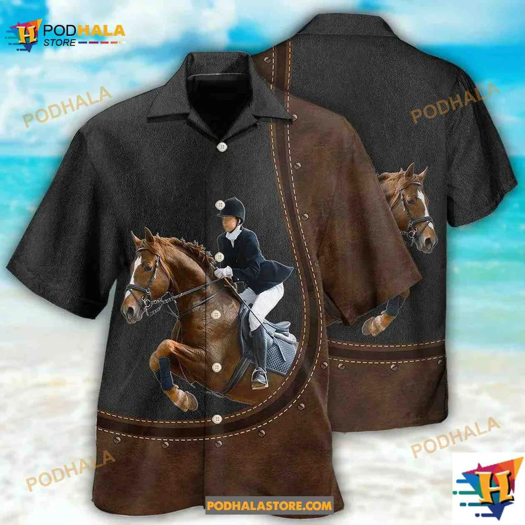 Dressage Horse Lover Aloha Shirt Featuring Equestrian Design Dressage Horse Lover Aloha Shirt Featuring Equestrian Design