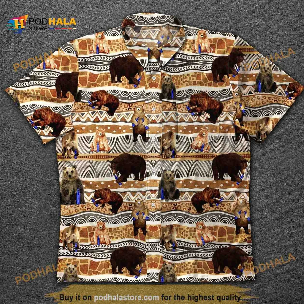 Drunk Bears Vintage Hawaiian Shirt With Tropical Elements Drunk Bears Vintage Hawaiian Shirt With Tropical Elements
