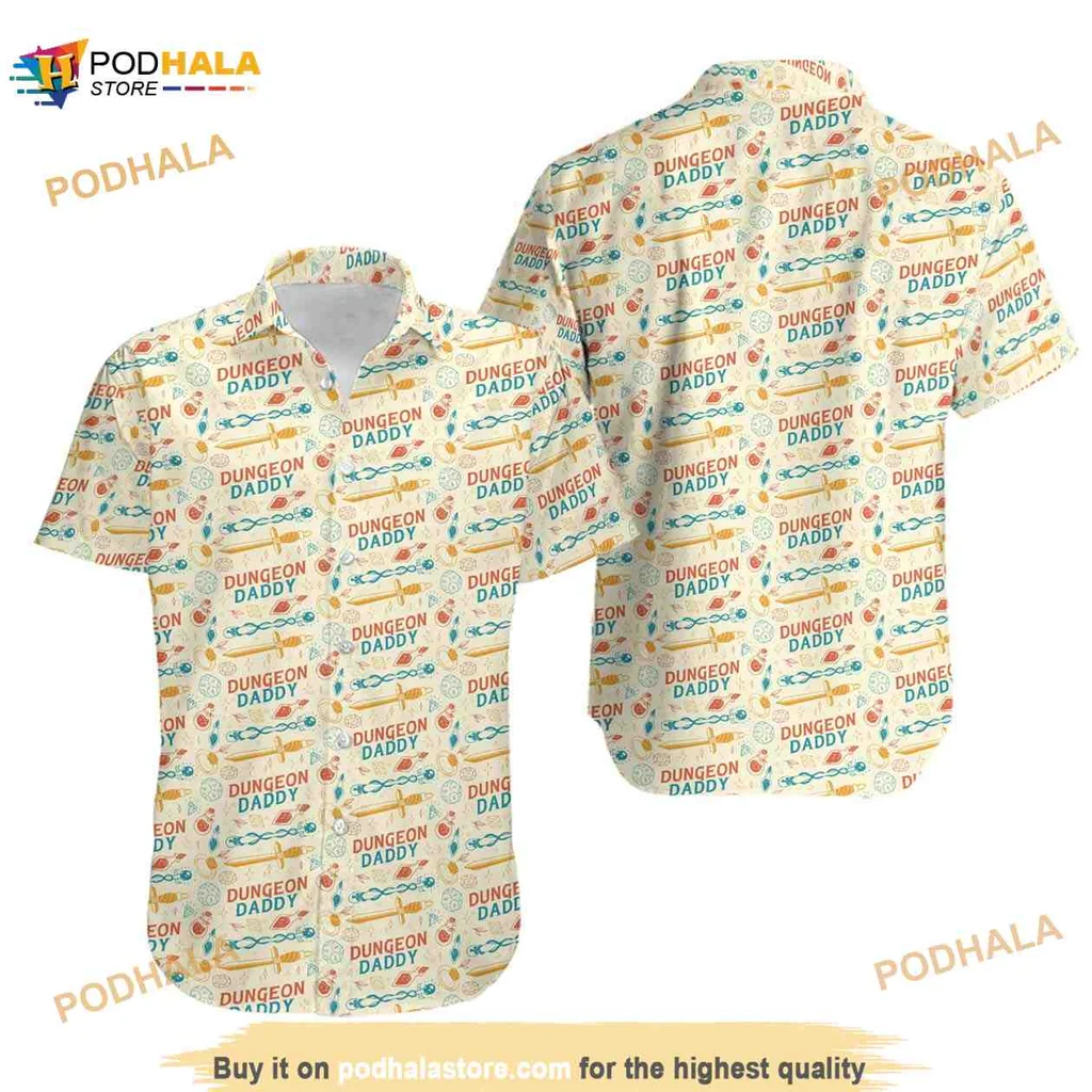 Dungeon Daddy Hawaiian Shirt With Colorful Gaming Design