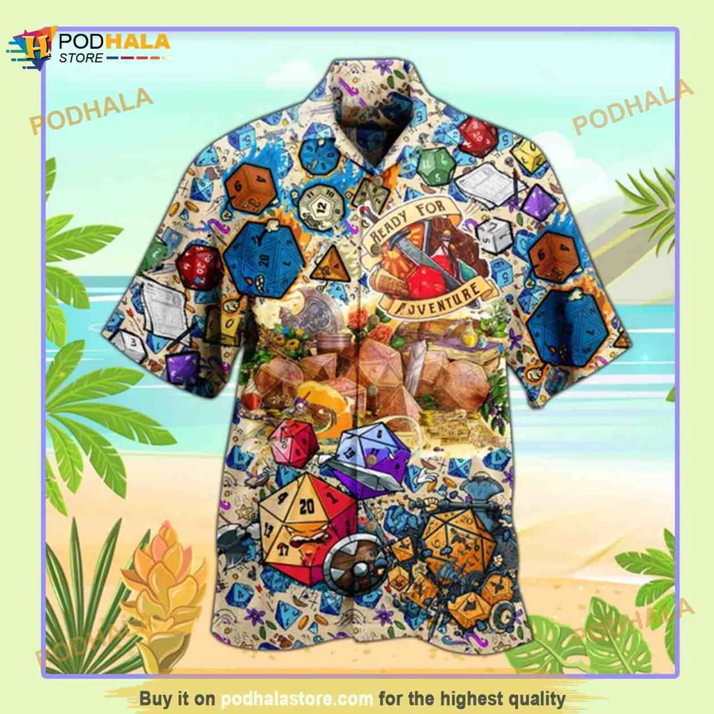 Dungeons And Dragons Adventure Hawaiian Shirt With Colorful Dice