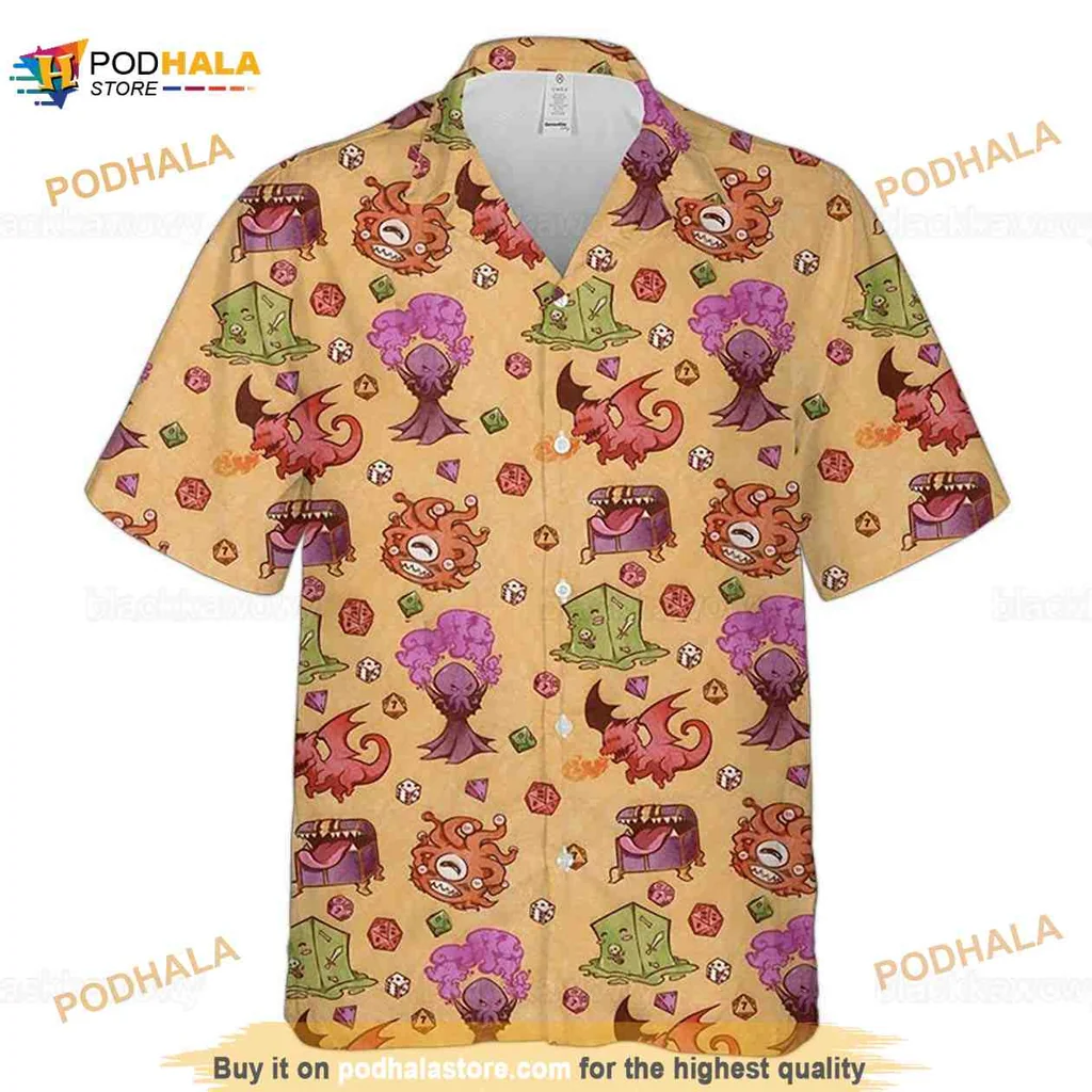 Dungeons And Dragons Cartoon Monster Hawaiian Shirt, Funny Design For Gamers