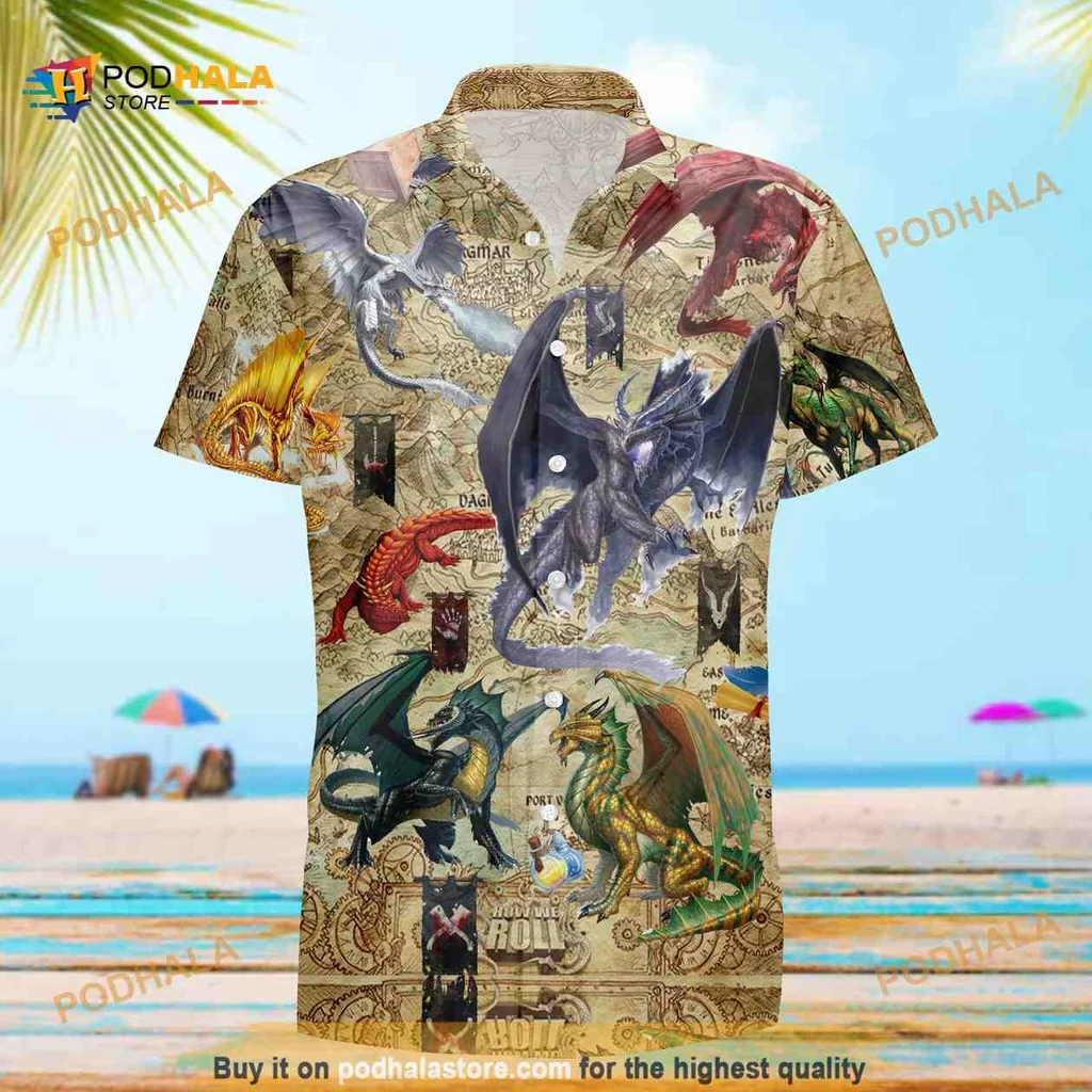 Dungeons And Dragons Dragon Hawaiian Shirt Featuring Vibrant Fantasy Design