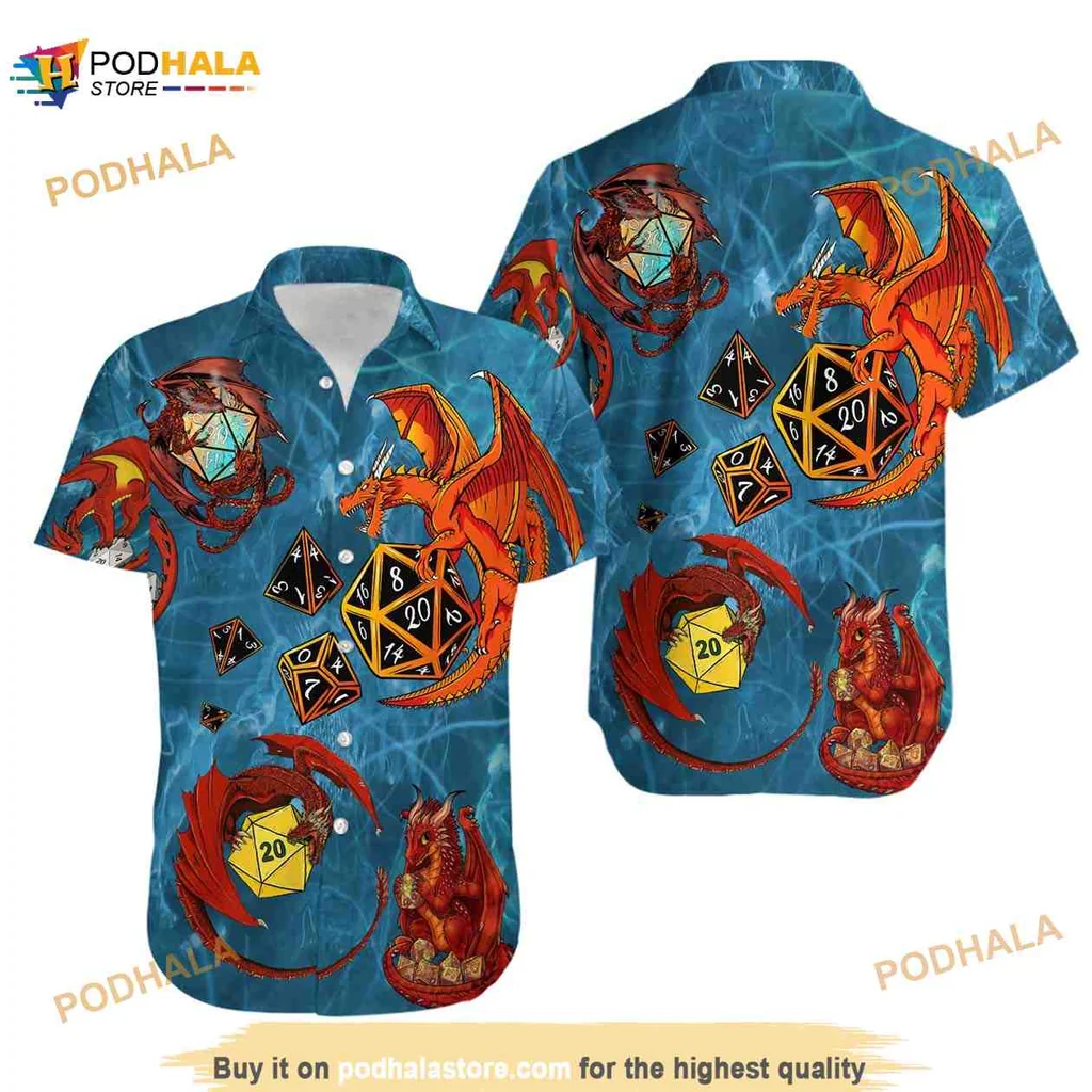 Dungeons And Dragons Dragon Hawaiian Shirt, Fire Breathing Design